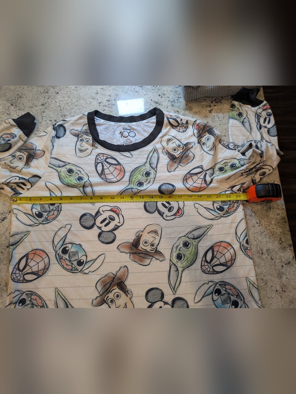 Disney 100 XXL Character Lounge Top Mickey Stitch Grogu Woody Spider-Man Unisex - Picture 5 of 9